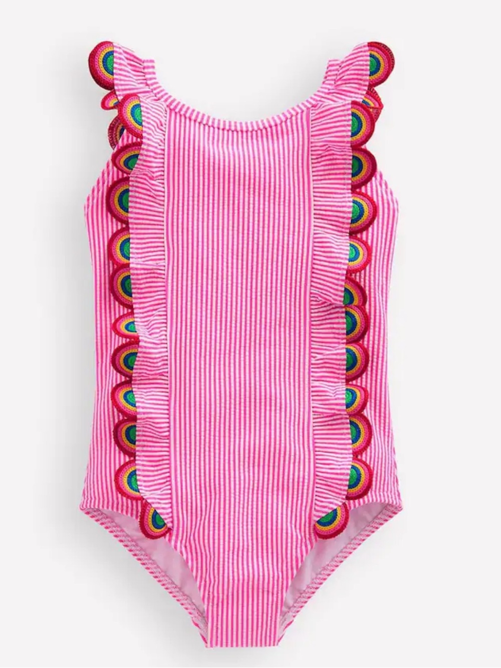 Boden Pink Flutter Trim Swimsuit NWT 11-12Y